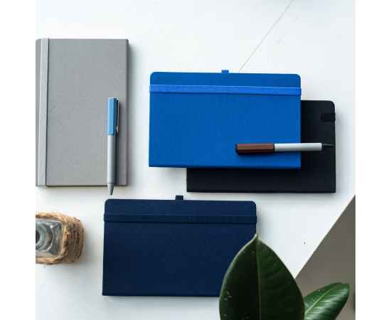 Бизнес-блокнот OXI, A5, темно-синий, твердая обложка, RPET, в линейку, Цвет: тёмно-синий, изображение 4