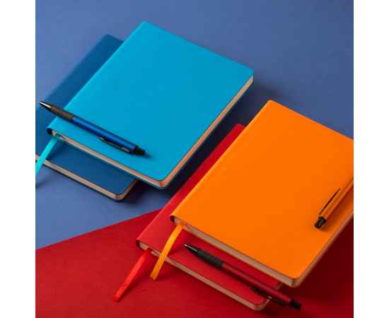 Бизнес-блокнот 'Cubi', 150*180 мм, синий, кремовый форзац, мягкая обложка, в линейку, Цвет: синий, изображение 3