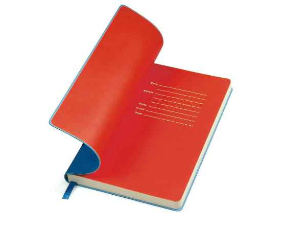 Бизнес-блокнот 'Funky', 130*210 мм, синий, красный форзац, мягкая обложка, блок-линейка, Цвет: синий, красный, изображение 2