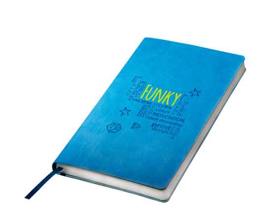 Бизнес-блокнот 'Funky', 130*210 мм, голубой, серый форзац, мягкая обложка, блок-линейка, Цвет: голубой, серый, изображение 6