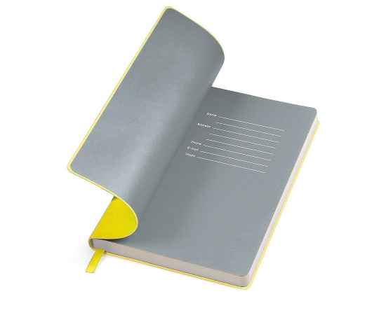 Бизнес-блокнот 'Funky', 130*210 мм, желтый,  серый форзац, мягкая обложка,  блок в линейку, Цвет: желтый, серый, изображение 2