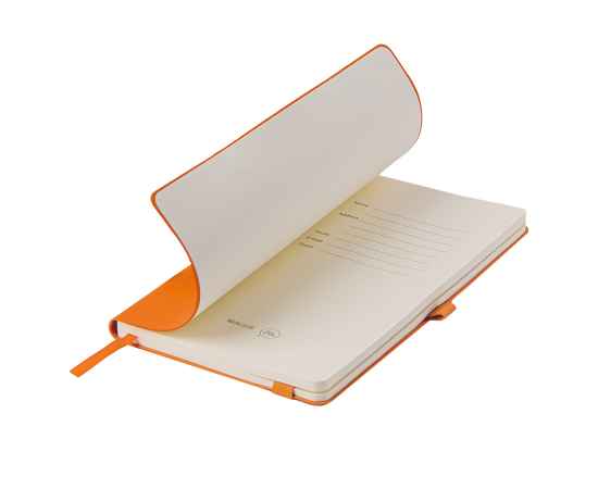 Бизнес-блокнот 'Gracy', 130х210 мм, оранжев., кремовая бумага, гибкая обложка, в линейку, на резинке, изображение 4