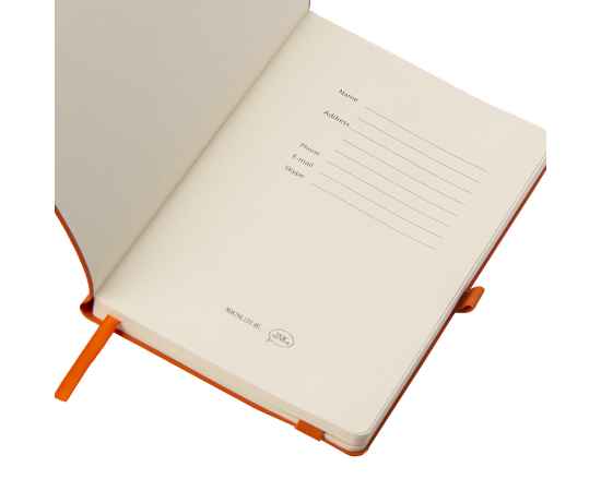Бизнес-блокнот 'Gracy', 130х210 мм, оранжев., кремовая бумага, гибкая обложка, в линейку, на резинке, изображение 5