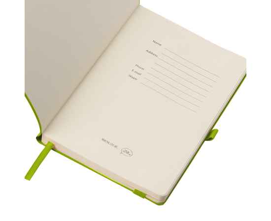 Бизнес-блокнот 'Gracy', 130х210 мм, зел.ябл., кремовая бумага, гибкая обложка, в линейку, на резинке, изображение 5