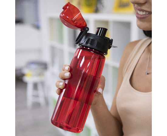 Бутылка для воды FLASK, 800 мл, 25,2х7,7см, прозрачный, пластик, Цвет: прозрачный, изображение 4