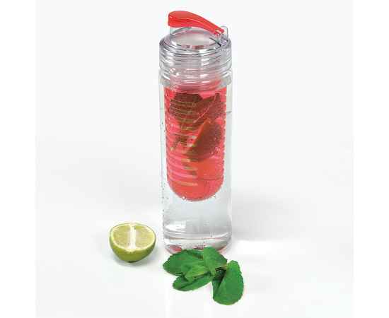 Бутылка для воды 'Frutti', пластиковая, с контейнером для ягод и фруктов, 700 мл., красный, Цвет: прозрачный, красный, изображение 2