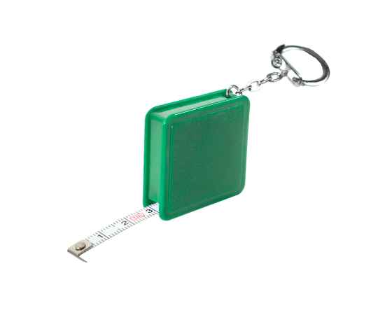 Брелок-рулетка (1 м), зеленый, 4х4х1 см, пластик, тампопечать, Цвет: зеленый, изображение 2
