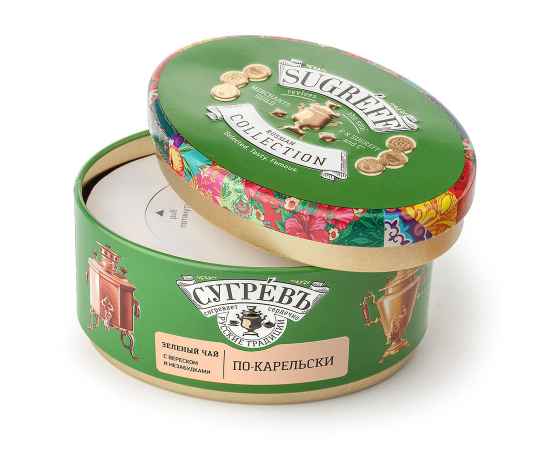 Чай Сугревъ в жестянной банке По-карельски  с натуральными малиновыми леденцами, Цвет: зеленый, изображение 3