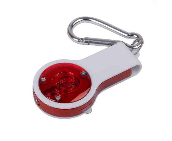 Брелок FLOYKIN со свистком, фонариком, светоотражателем  на карабине, красный с белым, 3,7х6,7х1,5см, Цвет: белый, красный, изображение 3
