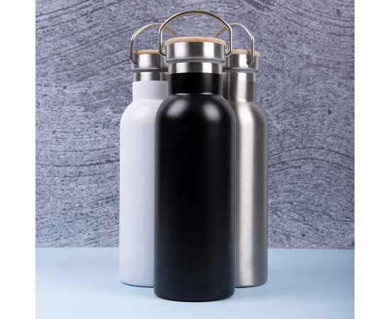 Бутылка для воды DISTILLER, 500мл. черный, нержавеющая сталь, бамбук, Цвет: Чёрный, изображение 6