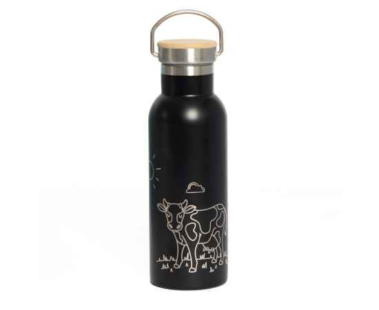Бутылка для воды DISTILLER, 500мл. черный, нержавеющая сталь, бамбук, Цвет: Чёрный, изображение 8