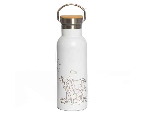 Бутылка для воды DISTILLER, 500мл. белый, нержавеющая сталь, бамбук, Цвет: белый, изображение 8