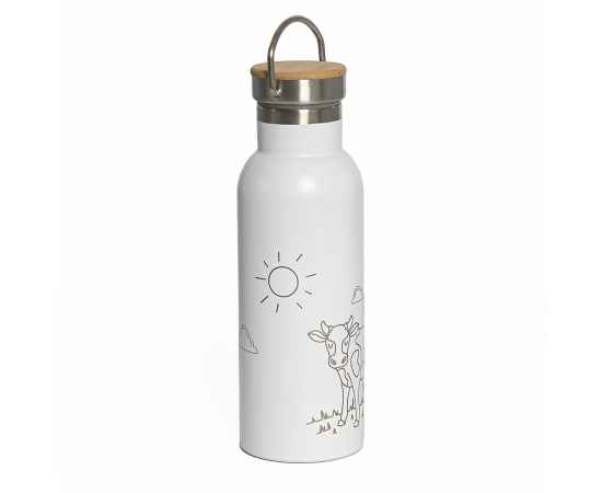 Бутылка для воды DISTILLER, 500мл. белый, нержавеющая сталь, бамбук, Цвет: белый, изображение 9