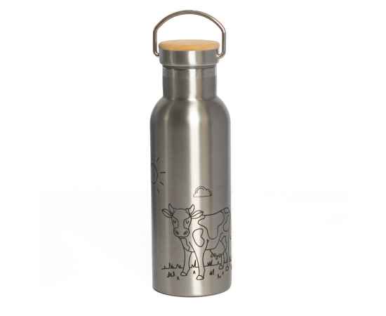 Бутылка для воды DISTILLER, 500мл. серебристый, нержавеющая сталь, бамбук, Цвет: серебристый, изображение 8