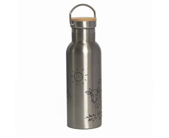 Бутылка для воды DISTILLER, 500мл. серебристый, нержавеющая сталь, бамбук, Цвет: серебристый, изображение 9