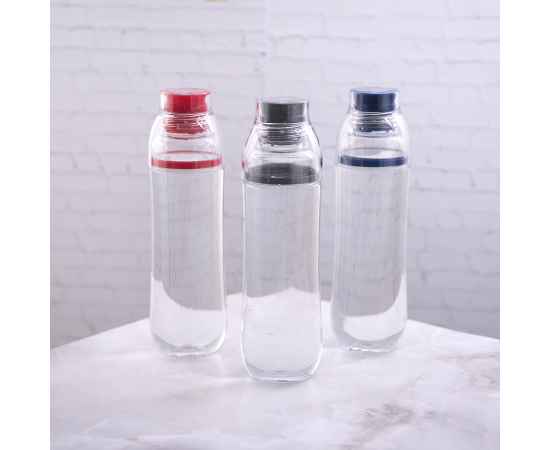 Бутылка для воды FIT, 700 мл, 24,5х7,4см, прозрачный с синим, пластик rPET, Цвет: прозрачный, синий, изображение 3