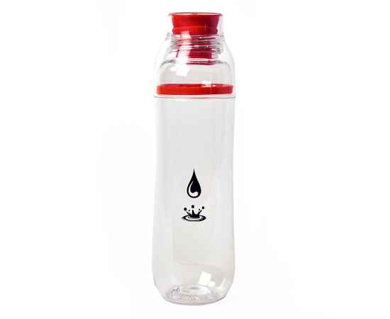 Бутылка для воды FIT, 700 мл, 24,5х7,4см, прозрачный с красным, пластик rPET, Цвет: прозрачный, красный, изображение 4