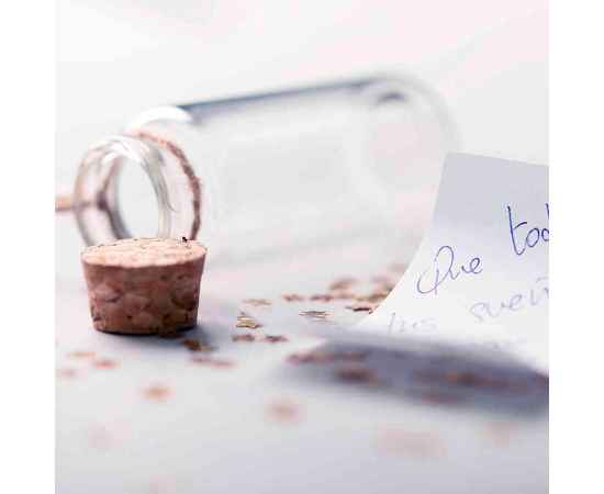 Бутылочка для пожеланий SHOILEN, 7,4х3см, стекло. пробковое дерево, бумага, Цвет: прозрачный, изображение 4