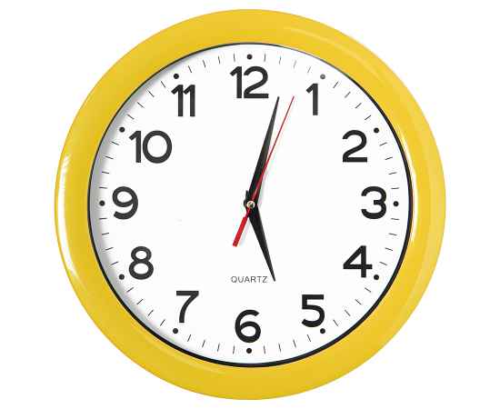 Часы настенные 'ПРОМО' разборные , желтый,  D28,5 см, пластик, Цвет: желтый, Размер: D28,5 см, изображение 2