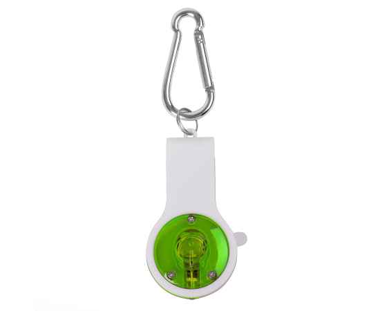 Брелок FLOYKIN со свистком, фонариком и светоотражателем  на карабине, зеленый с белым,3,7х6,7х1,5см, Цвет: белый, зеленый, изображение 2