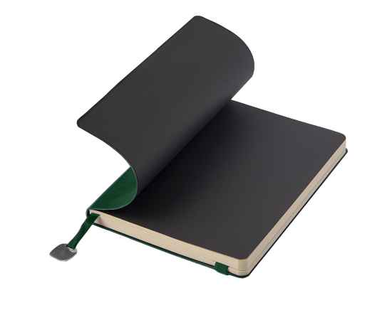 Ежедневник недатированный Boomer, А5,  темно-зеленый, кремовый блок, без обреза, изображение 4