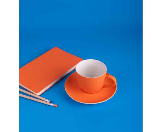 Чайная пара TENDER, 250 мл, оранжевый, фарфор, прорезиненное покрытие, Цвет: оранжевый, изображение 4