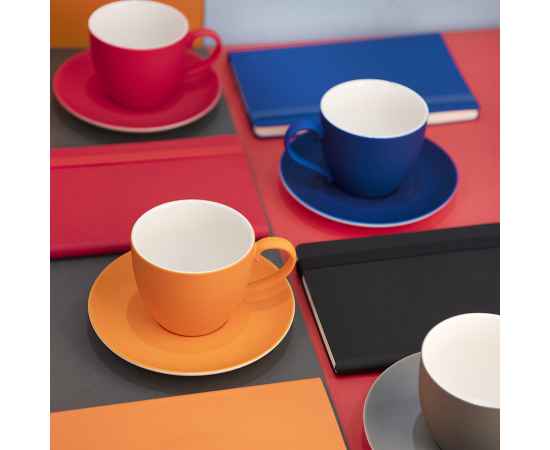 Чайная пара TENDER, 250 мл, серый, фарфор, прорезиненное покрытие, Цвет: серый, изображение 3