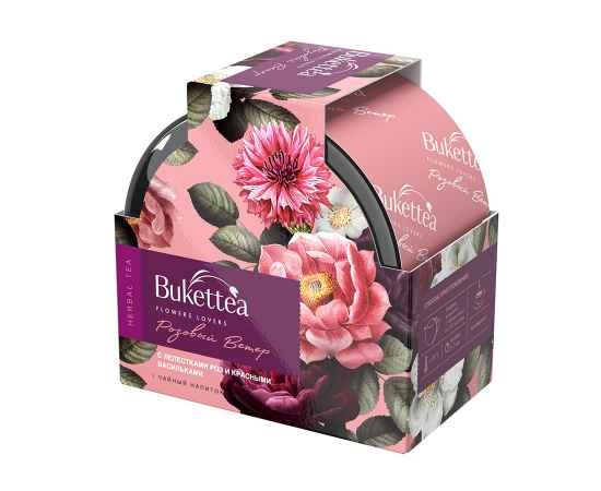 Чайный напиток BukettEA с добавками растительного сырья 'Розовый ветер', Цвет: розовый, Размер: 10 x 10 x 6,1 см, изображение 2