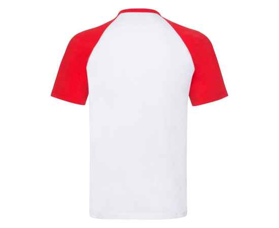 Футболка 'Short Sleeve Baseball T', белый с красным_L, 100% х/б, 160 г/м2, Цвет: красный, белый, Размер: Длина 73,5 см., ширина 53,5 см., изображение 2