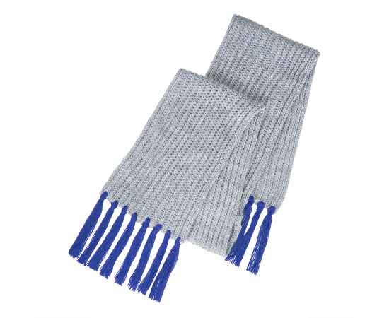 Вязаный комплект шарф и шапка GoSnow, меланж c фурнитурой, синий, 70% акрил,30% шерсть, Цвет: синий, изображение 4