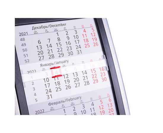 Календарь настольный на 2 года, серебристый с черным, 12,5х16 см, пластик, шелкография, тампопечать, Цвет: серебристый, черный, изображение 3
