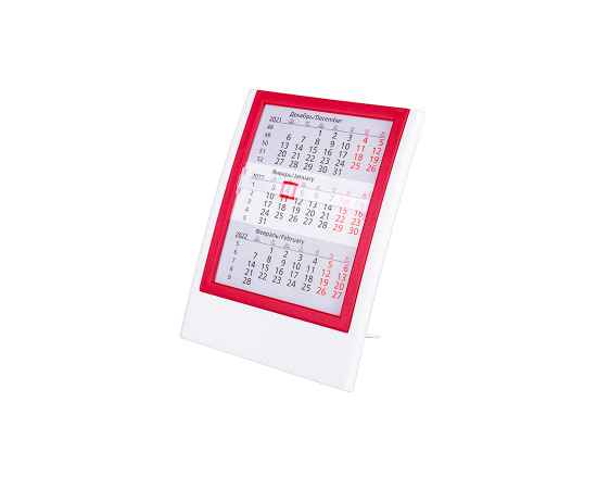 Календарь настольный на 2 года, белый с красным, 12,5х16 см, пластик, шелкография, тампопечать, Цвет: красный, белый, изображение 2