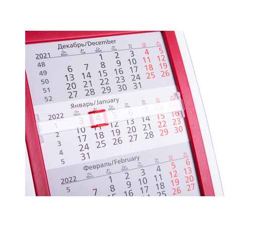 Календарь настольный на 2 года, белый с красным, 12,5х16 см, пластик, шелкография, тампопечать, Цвет: красный, белый, изображение 3