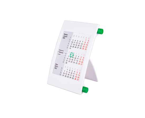 Календарь настольный на 2 года, белый с зеленым, 18х11 см, пластик, тампопечать, шелкография, Цвет: зеленый, белый, изображение 2
