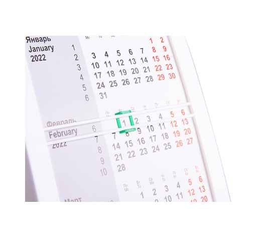 Календарь настольный на 2 года, белый с зеленым, 18х11 см, пластик, тампопечать, шелкография, Цвет: зеленый, белый, изображение 3