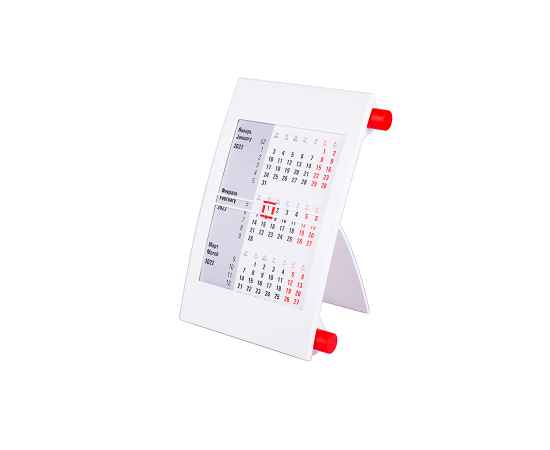 Календарь настольный на 2 года, белый с красным, 18х11 см, пластик, тампопечать, шелкография, Цвет: красный, белый, изображение 2