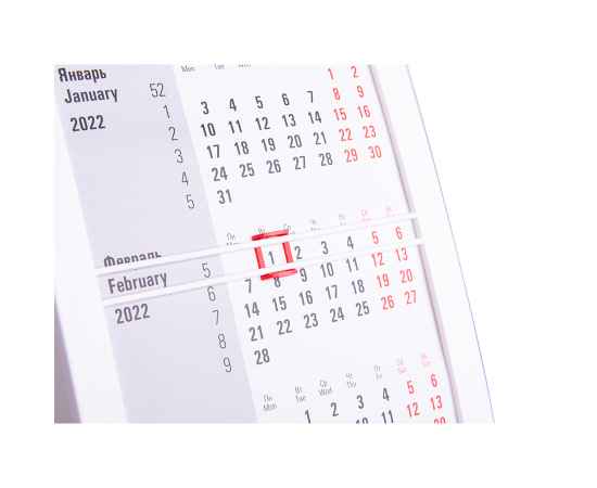 Календарь настольный на 2 года, белый с красным, 18х11 см, пластик, тампопечать, шелкография, Цвет: красный, белый, изображение 3