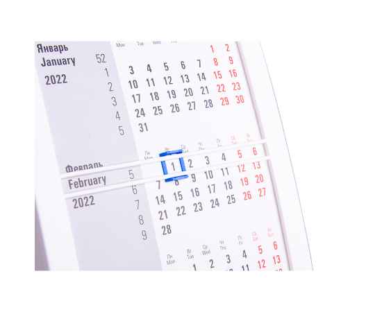 Календарь настольный на 2 года, белый с синим, 18х11 см, пластик, тампопечать, шелкография, Цвет: синий, белый, изображение 3