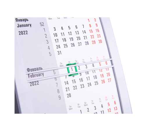 Календарь настольный на 2 года, серый с зеленым, 18х11 см, пластик, шелкография, тампопечать, Цвет: зеленый, серый, изображение 4