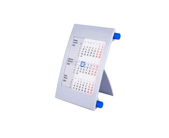 Календарь настольный на 2 года, серый с синим, 18х11 см, пластик, шелкография, тампопечать, Цвет: синий, серый, изображение 2