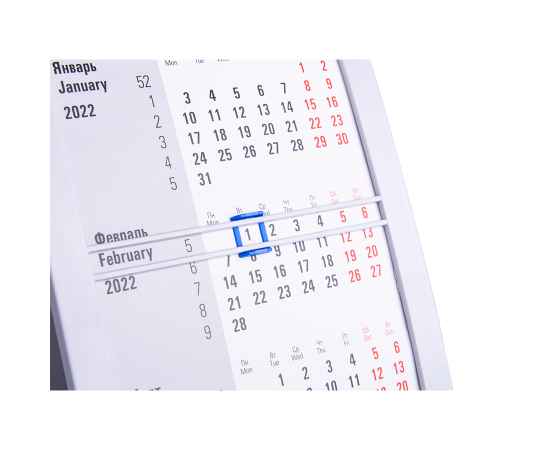 Календарь настольный на 2 года, серый с синим, 18х11 см, пластик, шелкография, тампопечать, Цвет: синий, серый, изображение 3