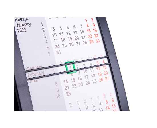 Календарь настольный на 2 года, черный с зеленым, 18х11 см, пластик, тампопечать, шелкография, Цвет: зеленый, черный, изображение 3