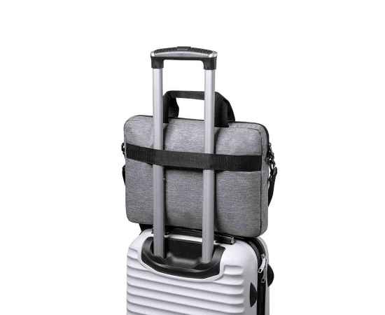 Конференц-сумка PIROK, серый, 38 х 28 x 5 см,  100% переработанный полиэстер 600D, Цвет: серый меланж, изображение 3