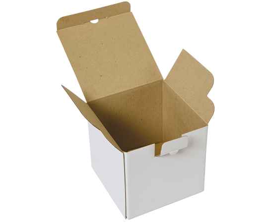 Коробка подарочная для кружки, размер 11*11*11 см., микрогофрокартон белый, Цвет: белый, изображение 3