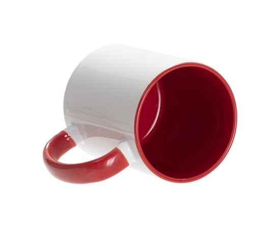 Кружка для сублимации, 330 мл, d=82 мм, стандарт А, белая, красная внутри, красная ручка, Цвет: белый, изображение 2