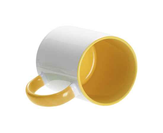 Кружка для сублимации, 330 мл, d=82 мм, стандарт А, белая, желтая внутри, желтая ручка, Цвет: белый, желтый, изображение 2
