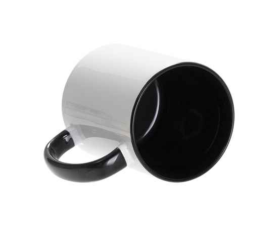 Кружка для сублимации, 330 мл, d=82 мм, стандарт А, белая, черная внутри, черная ручка, Цвет: белый, черный, изображение 2