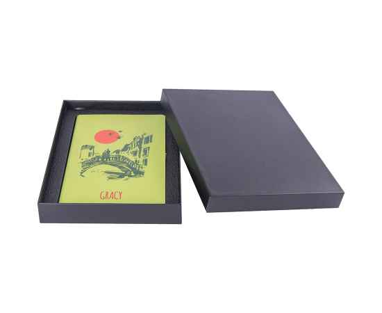 Коробка подарочная для ежедневника с ложементом, размер 13  х 21 см, Цвет: Чёрный, изображение 4