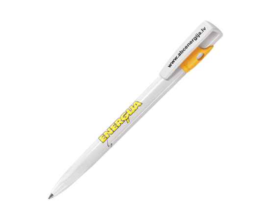 KIKI, ручка шариковая, ярко-желтый/белый, пластик, Цвет: белый, ярко-желтый, изображение 2