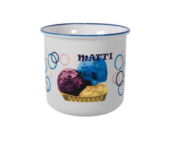 Кружка MATTI , белая матовая с синим кантом, 350 мл, фарфор, Цвет: белый, синий, изображение 9